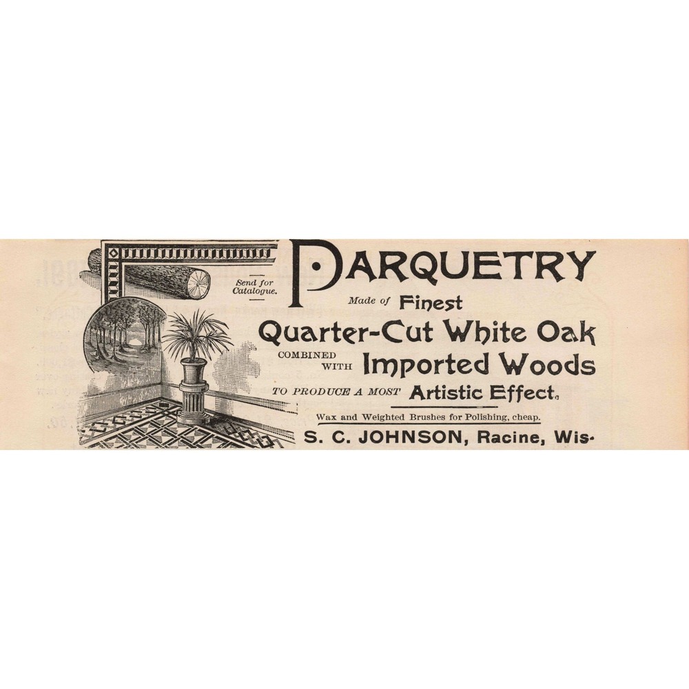 1891 Vintage Parquetry Print Advertisement Quarter Cut White Oak Imported Woods - Picture 1 of 1